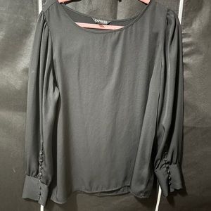 Express Blouse with Button Sleeve Accent